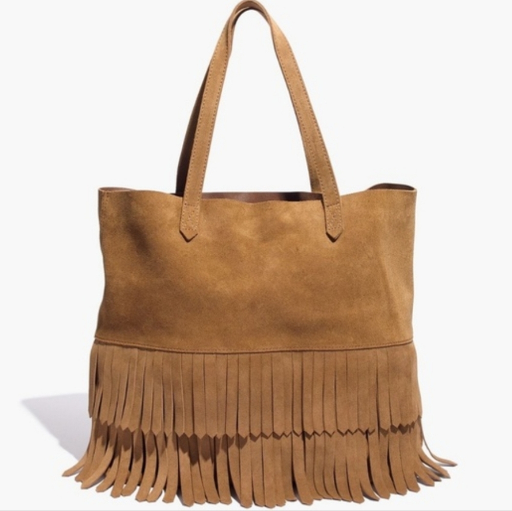 Madewell Tan Suede Fringe Tote